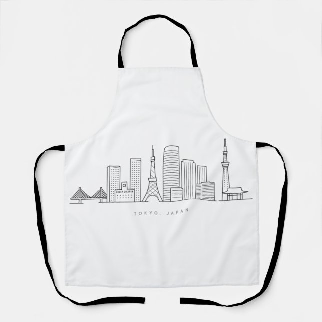 Minimalist Tokyo Skyline Illustration Apron (Front)