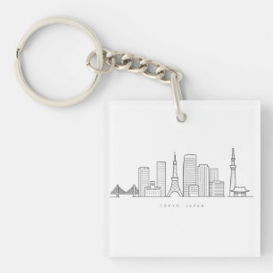 Minimalist Tokyo Skyline Illustration Keychain