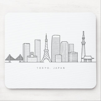 Minimalist Tokyo Skyline Illustration Mouse Pad