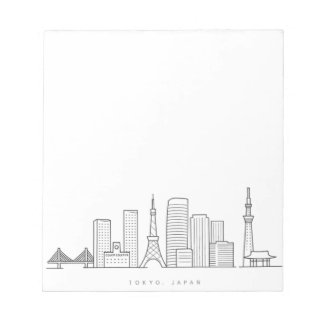 Minimalist Tokyo Skyline Illustration Notepad