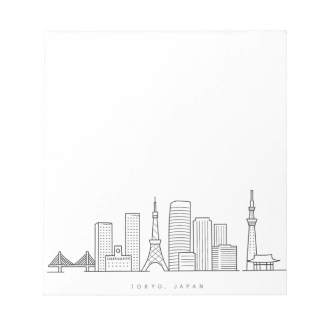 Minimalist Tokyo Skyline Illustration Notepad (Front)