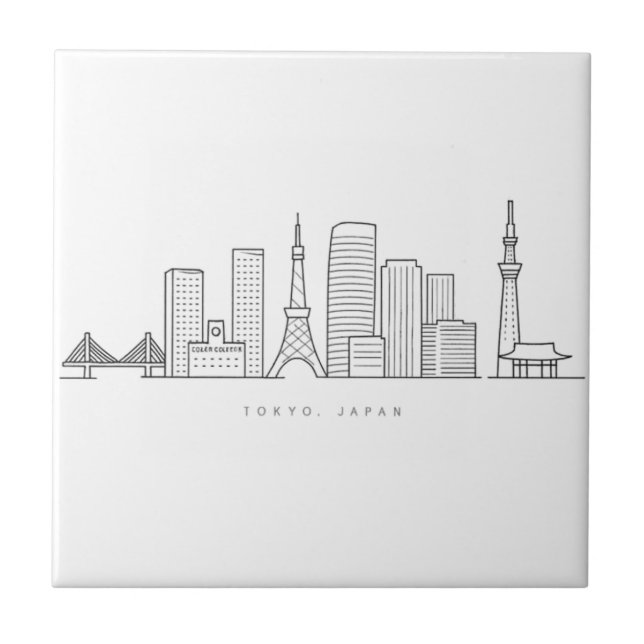 Minimalist Tokyo Skyline Illustration Tile (Front)
