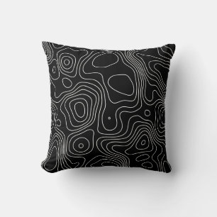 Minimalist Topographic Contour Lines Throw Cushion