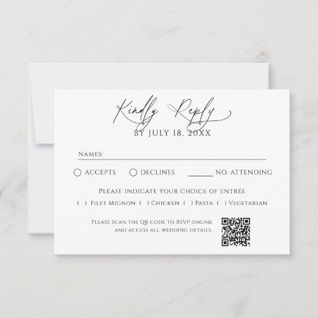 Minimalist Traditional QR Code RSVP White (Devant)