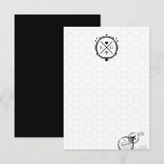 Minimalist Travel Destination Wedding Handwritten  Thank You Card (Front/Back)