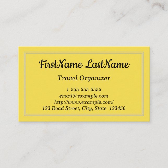 Minimalist Travel Organizer Business Card (Front)
