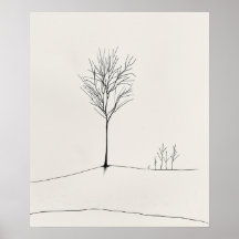 Minimalist tree black modern minimalist line art