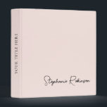 Minimalist Trendy Blush Pink Monogram Name Script  Binder<br><div class="desc">Modern Trendy Clean Minimalist Feminine Blush Pink Stylish Monogram Name Signature Script Custom Personalized 3 ring Binder. This delicate design featuring custom name in a beautiful cursive hand lettered style font signature typography (or calligraphy) on pastel dusty pink or light blush pink colour with a little peachy accent background. These...</div>