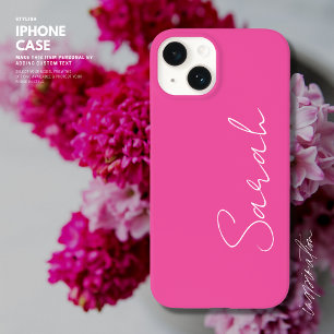 Minimalist Trendy Chic Pink and White ScriptName Case-Mate iPhone 14 Case