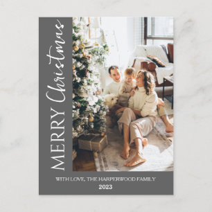 Minimalist Trendy Modern Photo Family Christmas Holiday Postcard
