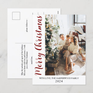 Minimalist Trendy Modern Photo Family Christmas Holiday Postcard