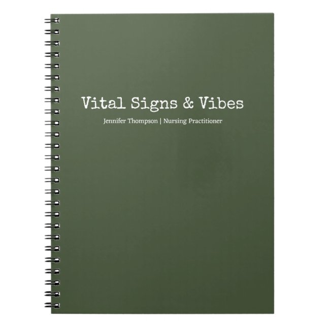 Minimalist Trendy Olive Nursing Student College Notebook (Front)