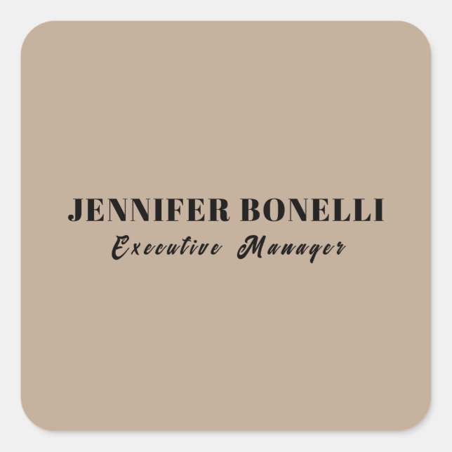Minimalist trendy personalized customized name square sticker (Front)