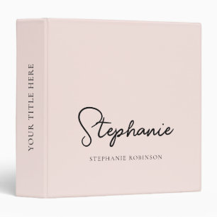 Minimalist Trendy Pink Monogram Name Script  Binder
