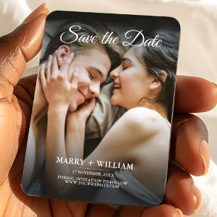 Minimalist Trendy Replace Photo Save The Date Card Magnet