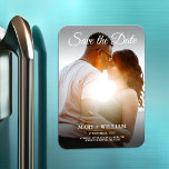 Minimalist Trendy Replace Photo Save The Date Card Magnet<br><div class="desc">Elegant photo for wedding anniversary. You can easy replace your photo on save the date template. The engagement wedding invitation photo card Magnets . Budget event card for memories. Simple and stylish save the date engagement card. Want this design on a card, card stock thicker paper? Check out our Save...</div>