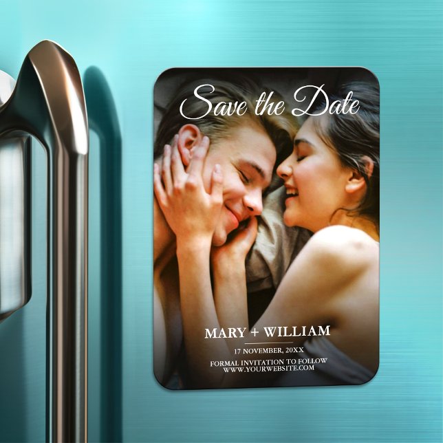 Minimalist Trendy Replace Photo Save The Date Card Magnet (Creator Uploaded)