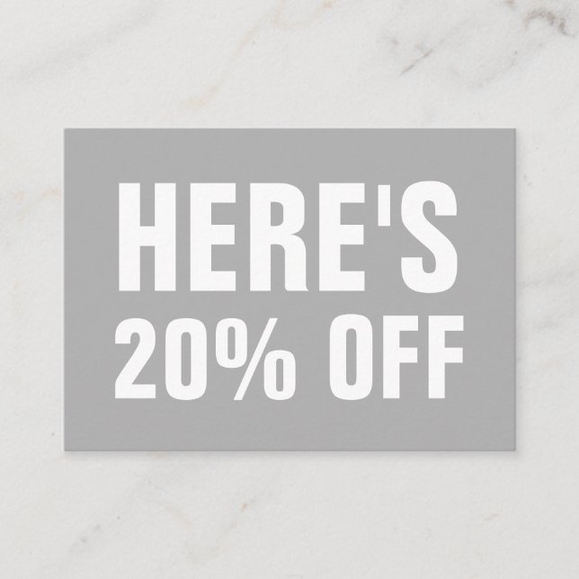 Minimalist trendy simple modern grey discount card (Front)