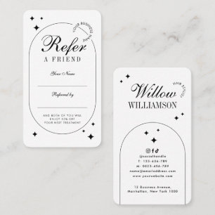 Minimalist Trendy Vintage Script Beauty Salon Spa Referral Card