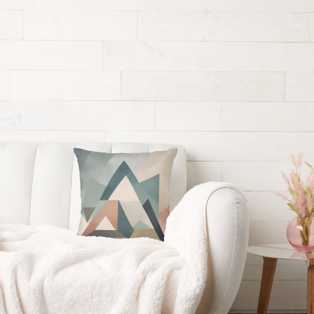 Minimalist Triangles in Muted Tones Throw Pillow (Couch)