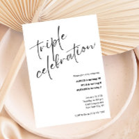 Minimalist Triple Celebration Joint Birthday