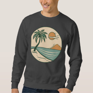 Minimalist Tropical Beach Scene Graphic T-Shirt Sweatshirt
