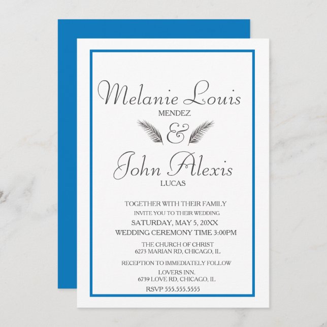 Minimalist Tropical Leaf Greenery Simple Wedding Invitation (Front/Back)