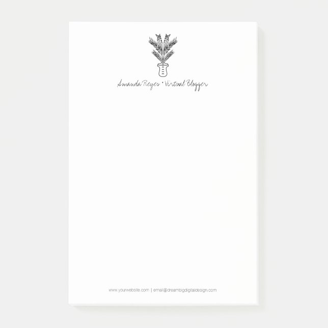 Minimalist Tropical Palm Tree Doodle Post-it Notes (Front)