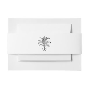 Minimalist Tropical Palm Tree Monogram Wedding Invitation Belly Band