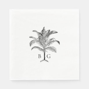 Minimalist Tropical Palm Tree Monogram Wedding Napkin