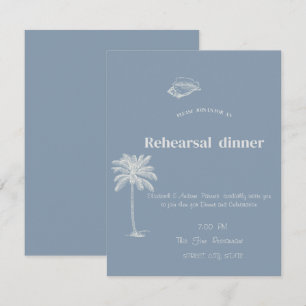 Minimalist Tropical Wedding Dusty Blue Invitation