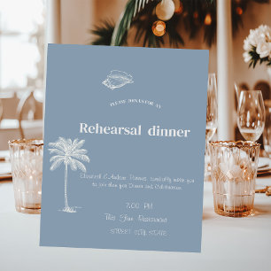 Minimalist Tropical Wedding Dusty Blue Invitation