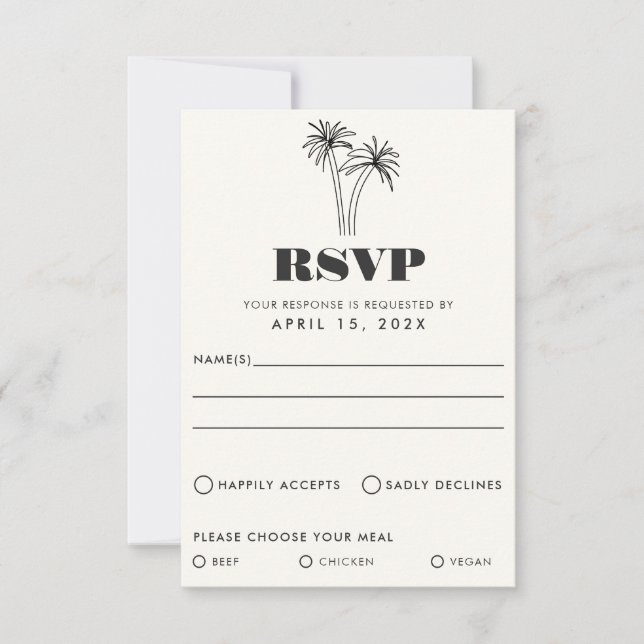 Minimalist Tropics Wedding RSVP Card (Front)