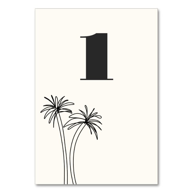 Minimalist Tropics Wedding Table Number (Front)
