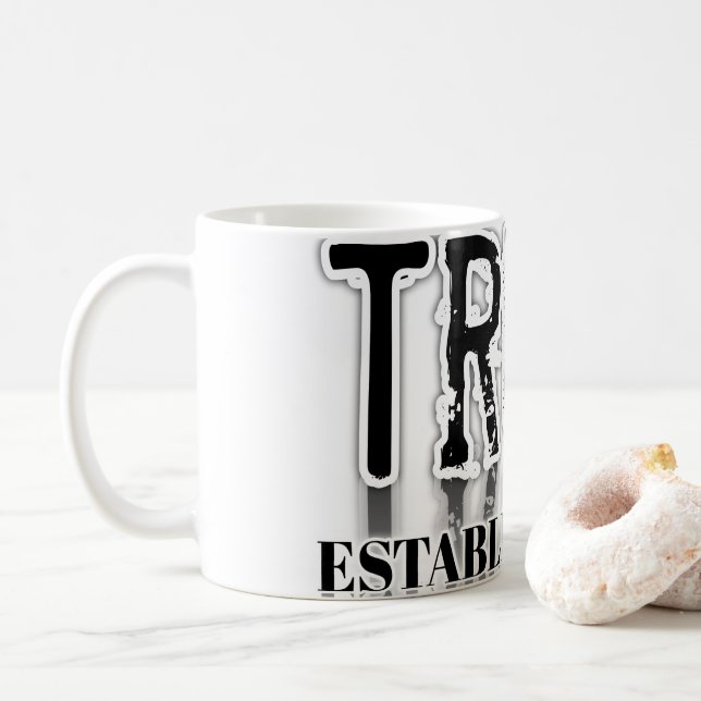 Minimalist "Trust" Typography Coffee Mug – Inspira (With Donut)