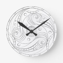 Minimalist Trypillian Spiral Rosette Round