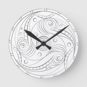 Minimalist Trypillian Spiral Rosette Round Clock