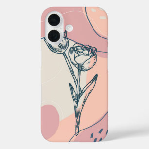 Minimalist Tulip Floral iPhone 16 Case