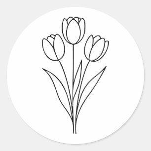 Minimalist Tulip Spring Flower Line Art Classic Round Sticker