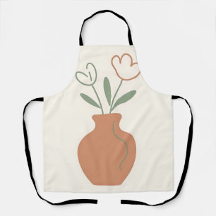 Minimalist Tulip Vase Line Art Apron