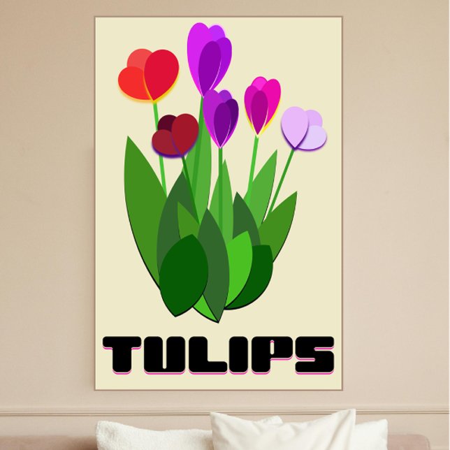 Minimalist Tulips Art Print – Modern Floral Poster (Minimalist and colorful botanic poster to decorate your space whit a design wall art flower inspired)