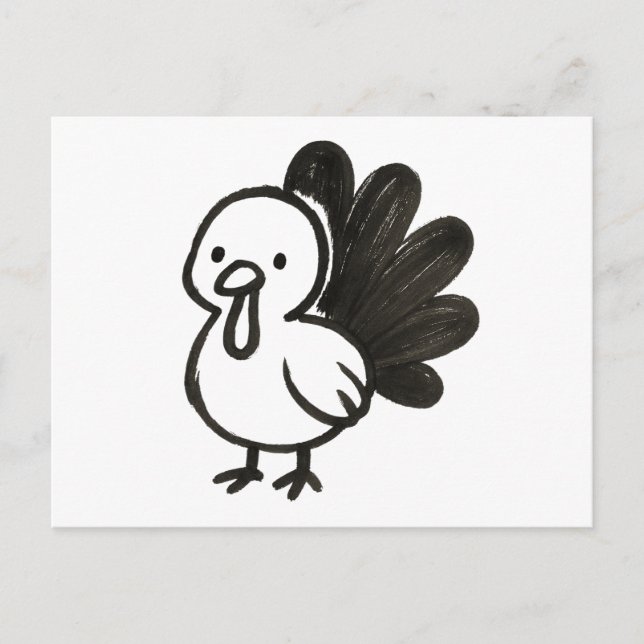 Minimalist Turkey – Playful Ink Bird Design on  Postcard (Front)