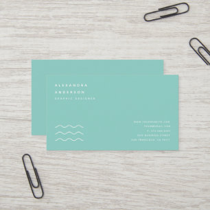 Minimalist Turquoise Blue & White Business Card