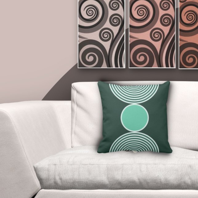 Minimalist Turquoise Circular Pattern  Throw Pillow (Creator Uploaded)