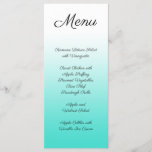 Minimalist Turquoise Gradient Menu<br><div class="desc">Create your own minimalist design white to bright turquoise ombre wedding menu. 
Customize the text as needed. 
Change the font style,  size or colour.</div>