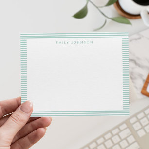Minimalist Turquoise Stripes Monogram Card