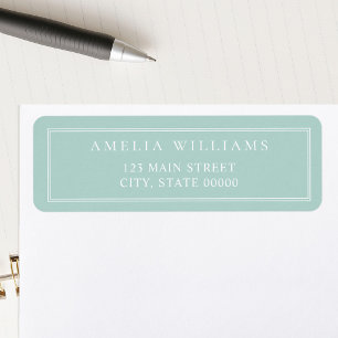 Minimalist Turquoise Two Border Return Address