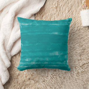 Minimalist Turquoise Watercolor Texture Throw Pillow