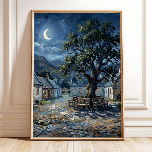 Minimalist Tuscan Village Wall Art Canvas Print