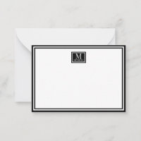 Minimalist Two Boarder Monogram Name Black